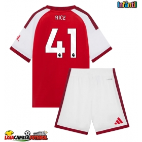 Camisa de Futebol Arsenal Declan Rice #41 Equipamento Principal Infantil 2026-27 Manga Curta (+ Calças curtas)